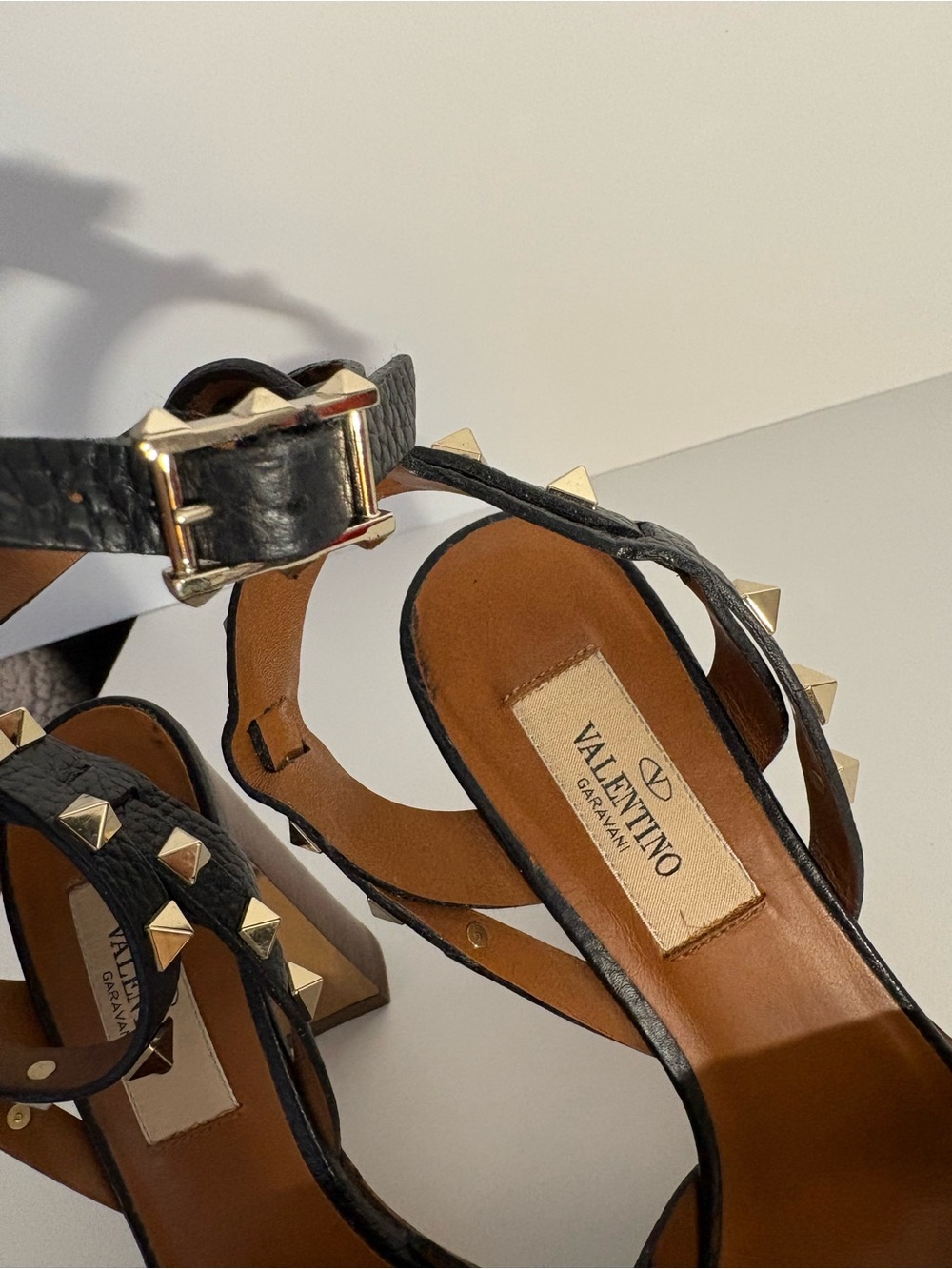 Valentino Black Studded Ankle-Strap Block Heel Sandals Sz 36 - Picture 8 of 8